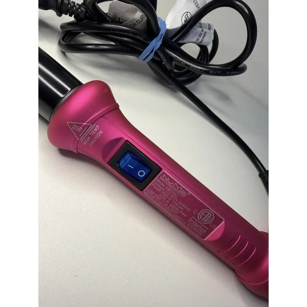 NuMe HB025BU Hot Pink Tourmaline Ceramic Swivel Cord Curling Wand Works Great!